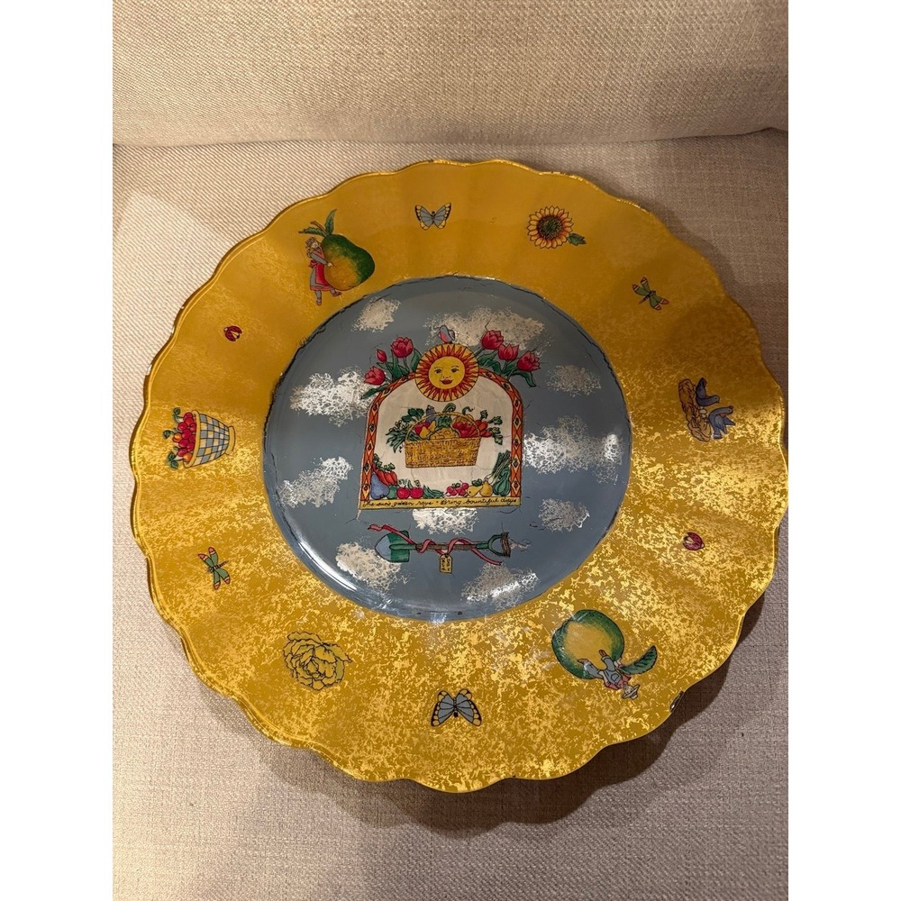Unique 18" Reverse Glass Hand Painted Designer Art Platter